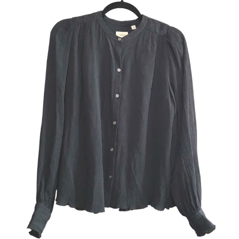 NWOT Aritzia Wilfred Elegant Black Botton Up Long Sleeve Blouse Size M